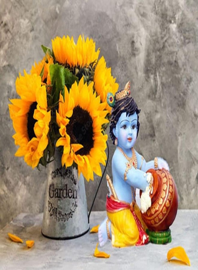 SHREE RAM IMPEX تمثال كريشنا من الراتنج من شركة شري رام إمبكس - تمثال كريشنا الصغير من الراتنج - تمثال صغير مصنوع يدويًا (أزرق) - ديكور منزلي وهدايا للورد كريشنا ماخان تشور - Image 2